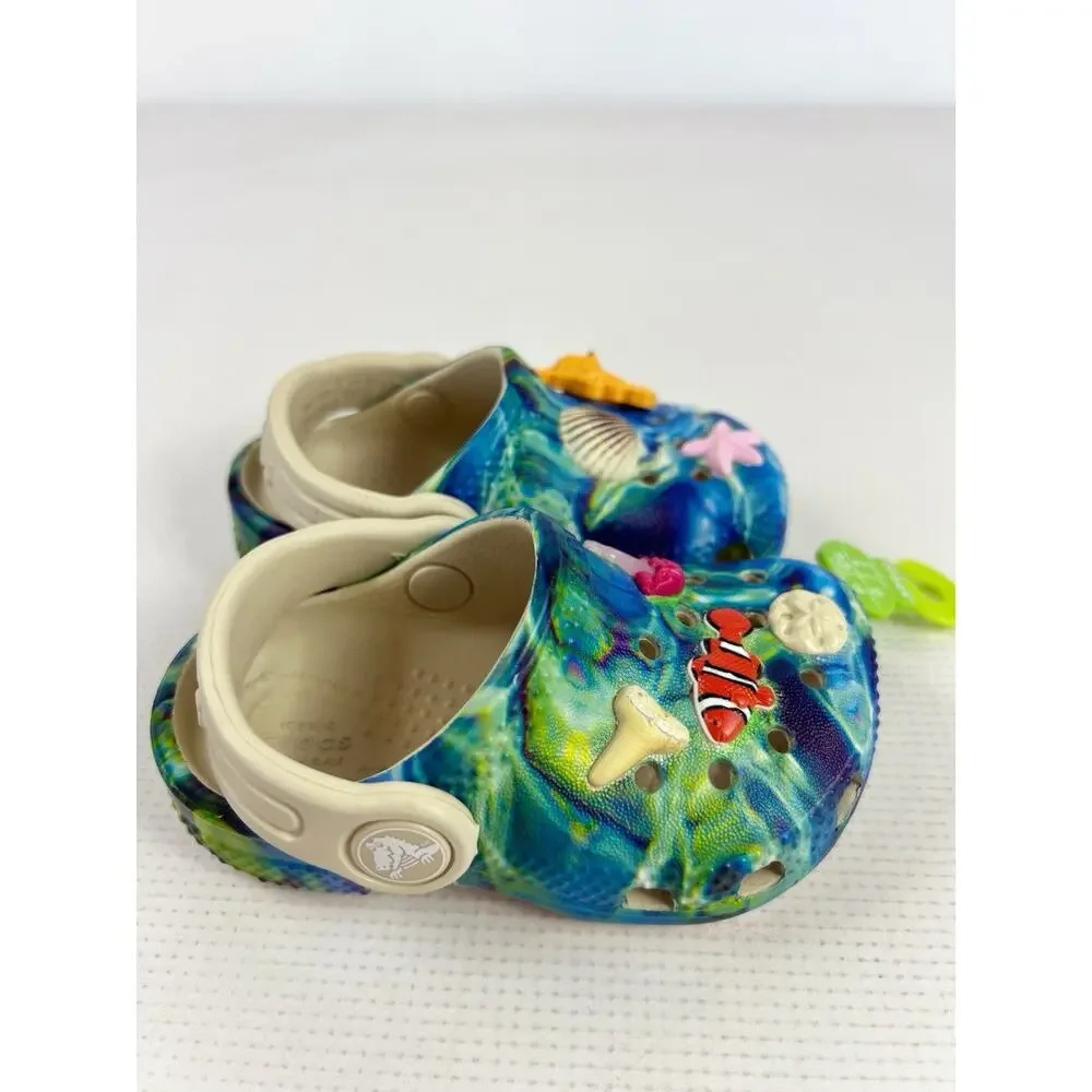 Kids Crocs Clog Ocean Fish Nemo Octopus Beach Shells Shoe Size C4 Toddler NEW 🐚